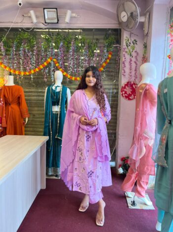 Pure Cotton Embroidery A-Line Kurta Set